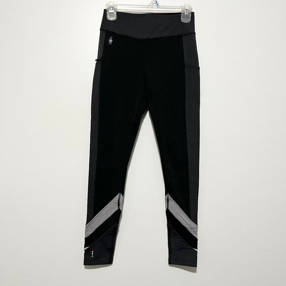 Smartwool Womens Merino Sport Fleece Colorblock Leggings Sz S Black Cold Weather - Picture 1 of 11